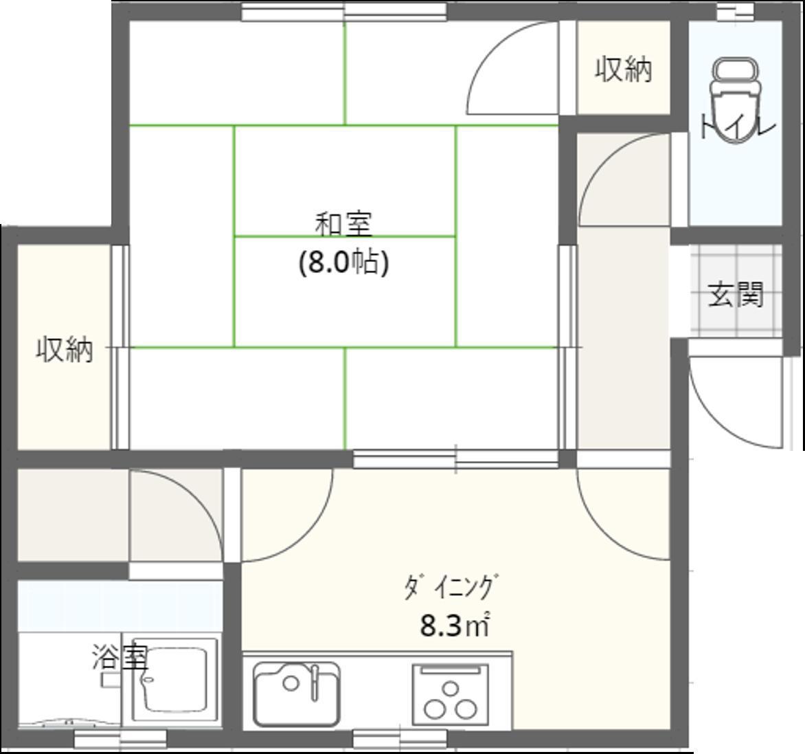 清明荘(1DK/2階)の間取り写真