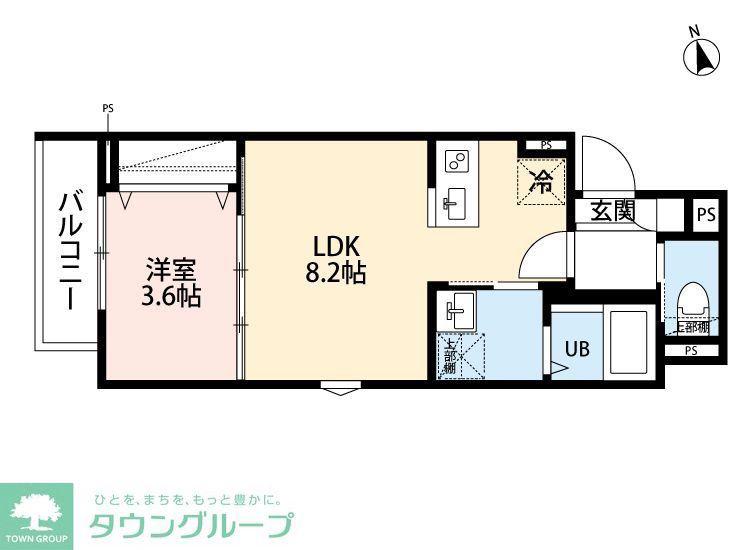 パークゲート稲毛(1LDK/1階)の間取り写真