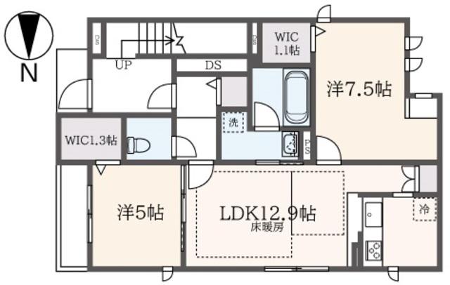 中央2丁目メゾン(2LDK/1階)の間取り写真