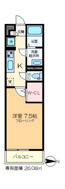LE PORT 渋江(1K/3階)の間取り写真