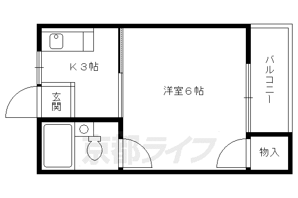 ノーブル伏見(1K/3階)の間取り写真