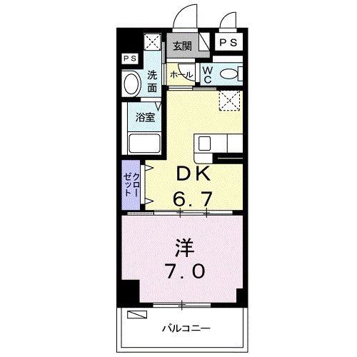 グランデュール マーサ(1DK/2階)の間取り写真
