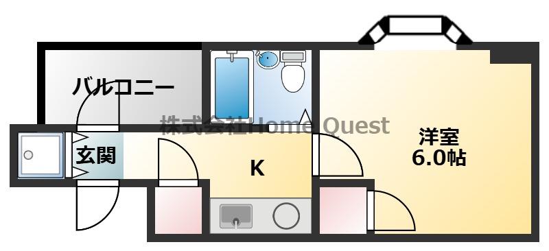 KSピースマンション(1K/4階)の間取り写真