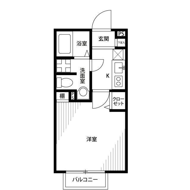 アムール REPOS(1K/1階)の間取り写真