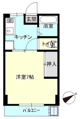 フロンティア相沢(1K/2階)の間取り写真