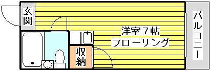 ベルメゾン・ロゼ(ワンルーム/1階)の間取り写真