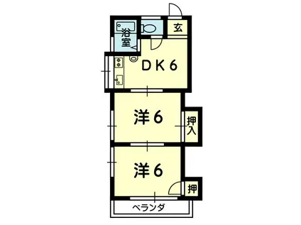 徳永アパート(2DK/2階)の間取り写真
