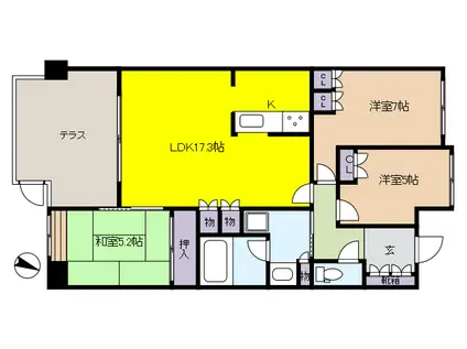 プレシェスト芦屋(3LDK/1階)の間取り写真