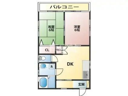萩原ハイツII(2DK/1階)の間取り写真