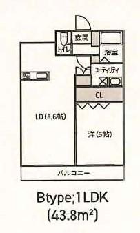 グランフォート東根(1LDK/1階)の間取り写真