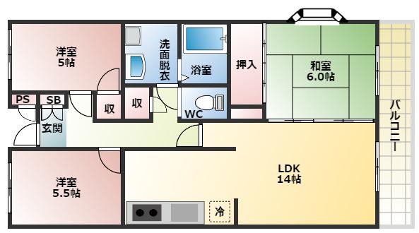 ビューテラスミウラ(3LDK/1階)の間取り写真