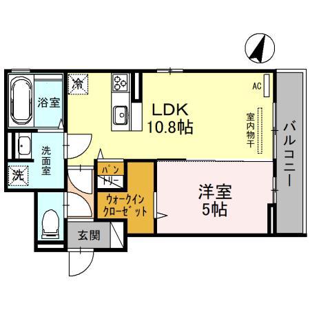 D-ROOM女池上山I 202(1LDK/2階)の間取り写真