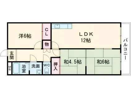 ラ・カーサ東生駒(3LDK/2階)の間取り写真