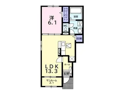 メゾンドビュー・ラシーヌI(1LDK/1階)の間取り写真