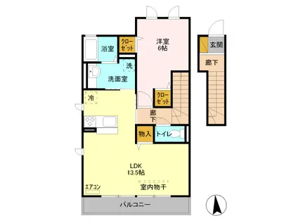 コーワ・ルミエール弐番館(1LDK/2階)の間取り写真