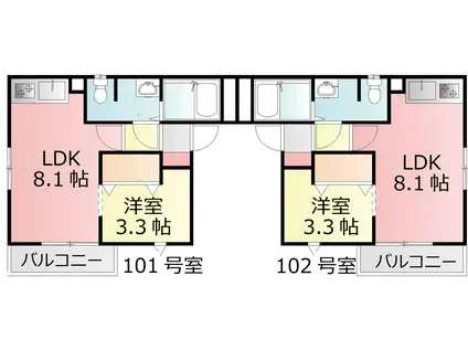 メリディアン塩釜(1LDK/3階)の間取り写真