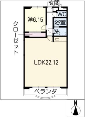 NH菰口(1LDK/3階)の間取り写真