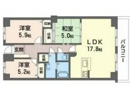 千里中央パークヒルズ(3LDK/8階)の間取り写真