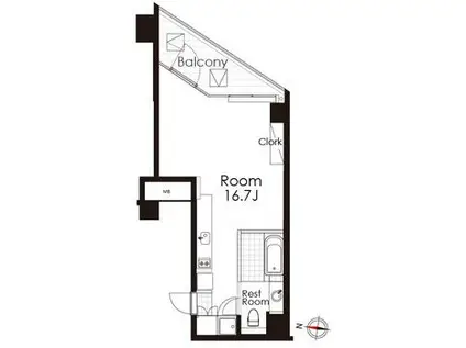 カスタリア広尾(ワンルーム/6階)の間取り写真