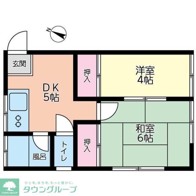 北原荘(2DK/2階)の間取り写真