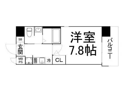W-STYLE北浜(1K/4階)の間取り写真