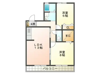 プルーデンス(2LDK/2階)の間取り写真