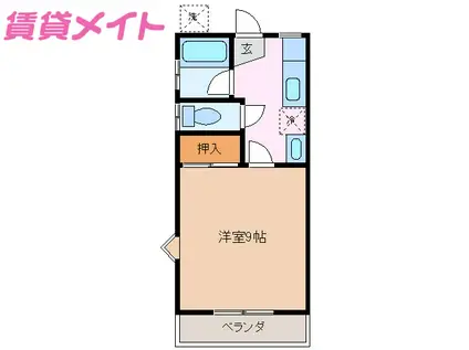 ハイツU-FO(1K/2階)の間取り写真