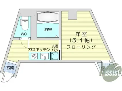 八乙女深松マンション(1K/4階)の間取り写真