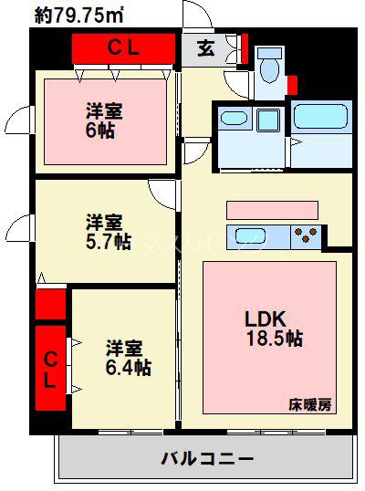 FAMILE(3LDK/5階)の間取り写真