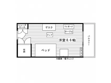 学生会館ユニハーモニー鷺沼(ワンルーム/3階)の間取り写真