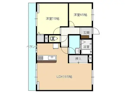 松の杜パークレジデンス(2LDK/2階)の間取り写真