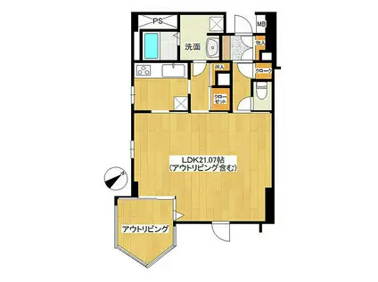 アネーロ上粕屋(1LDK/6階)の間取り写真