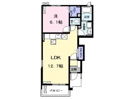 ローレル II(1LDK/1階)の間取り写真