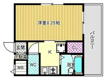 トレイズII(1K/1階)の間取り写真