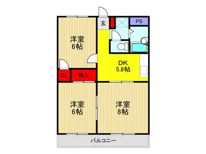 ガーデンヒルズ(3DK/2階)の間取り写真