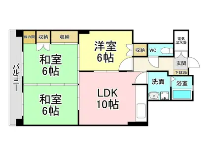 サンライフ小倉(3LDK/3階)の間取り写真