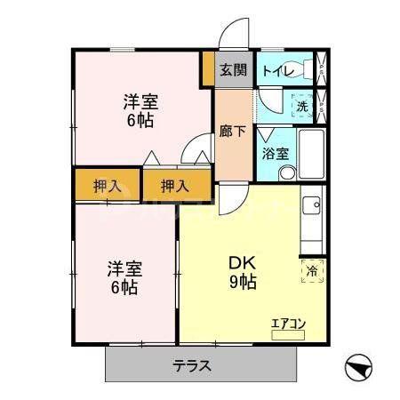 ハイム寿々(2DK/1階)の間取り写真