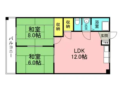 胤森ビル(2LDK/3階)の間取り写真