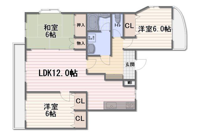 エスペランサ(3LDK/4階)の間取り写真