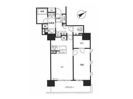 ウェリス六本木(1LDK/15階)の間取り写真