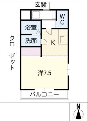 プレシャス(1K/1階)の間取り写真