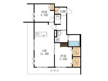 AF エーデルメゾン(2LDK/1階)の間取り写真