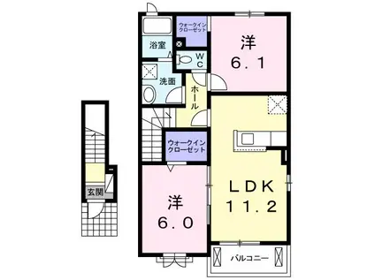 クリスティII(2LDK/2階)の間取り写真