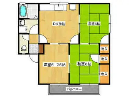 イーストフィールド壱番館(3DK/1階)の間取り写真