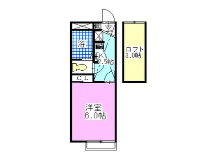 レオパレス船橋湊町(1K/1階)の間取り写真