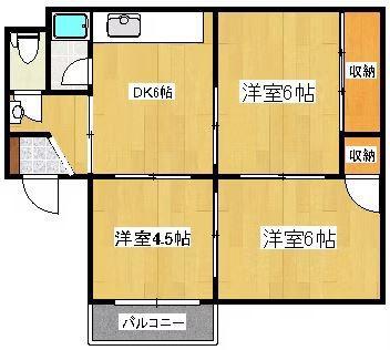 カネダイマンション(3DK/2階)の間取り写真