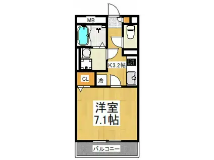 ベルシティ秋津(1K/2階)の間取り写真