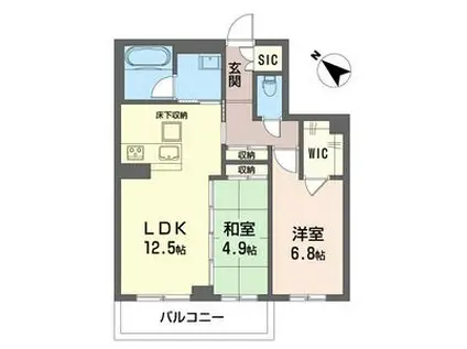 NレジデンスI(2LDK/1階)の間取り写真