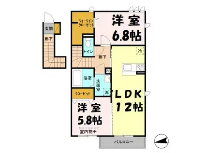 BEANS(2LDK/2階)の間取り写真