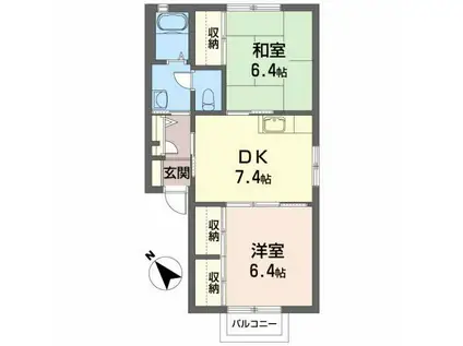 アビーロードB(2DK/2階)の間取り写真